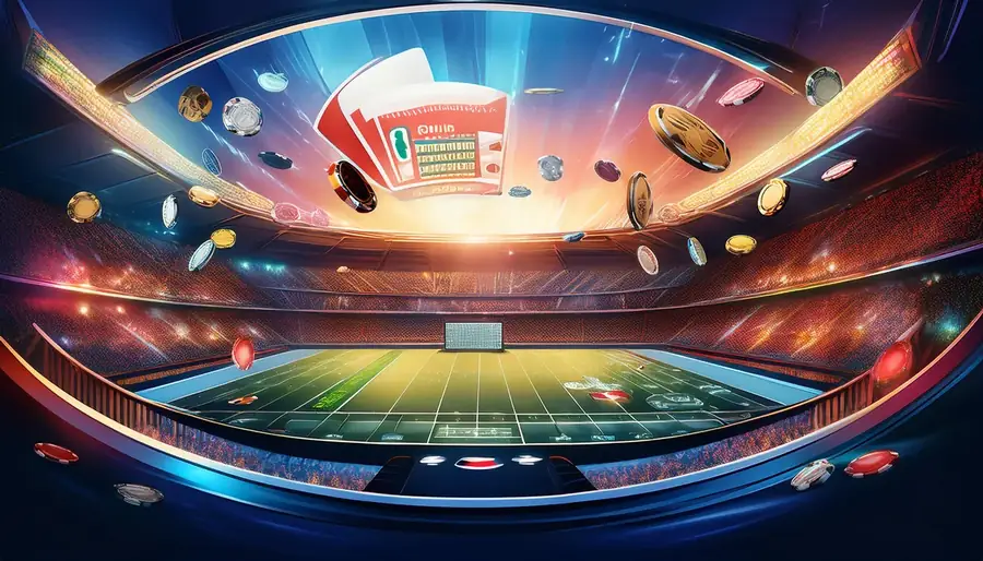Red-lit stadium bowl before a night match