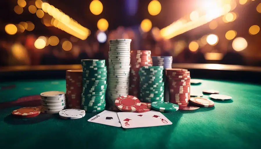 Chips and cards on a Laser247 table