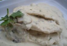 Filetes picados de Pollo con Salsa de Champiñones Filetes picados de pollo con salsa de champiñones