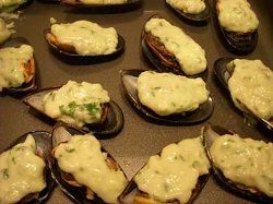 Choritos en salsa de cilantro