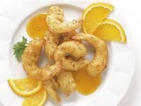 Langostinos con miel y naranja