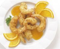 Langostinos con miel y naranja