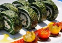 Salmón en rollo de espinacas