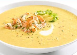 Crema de cebolla y camarón